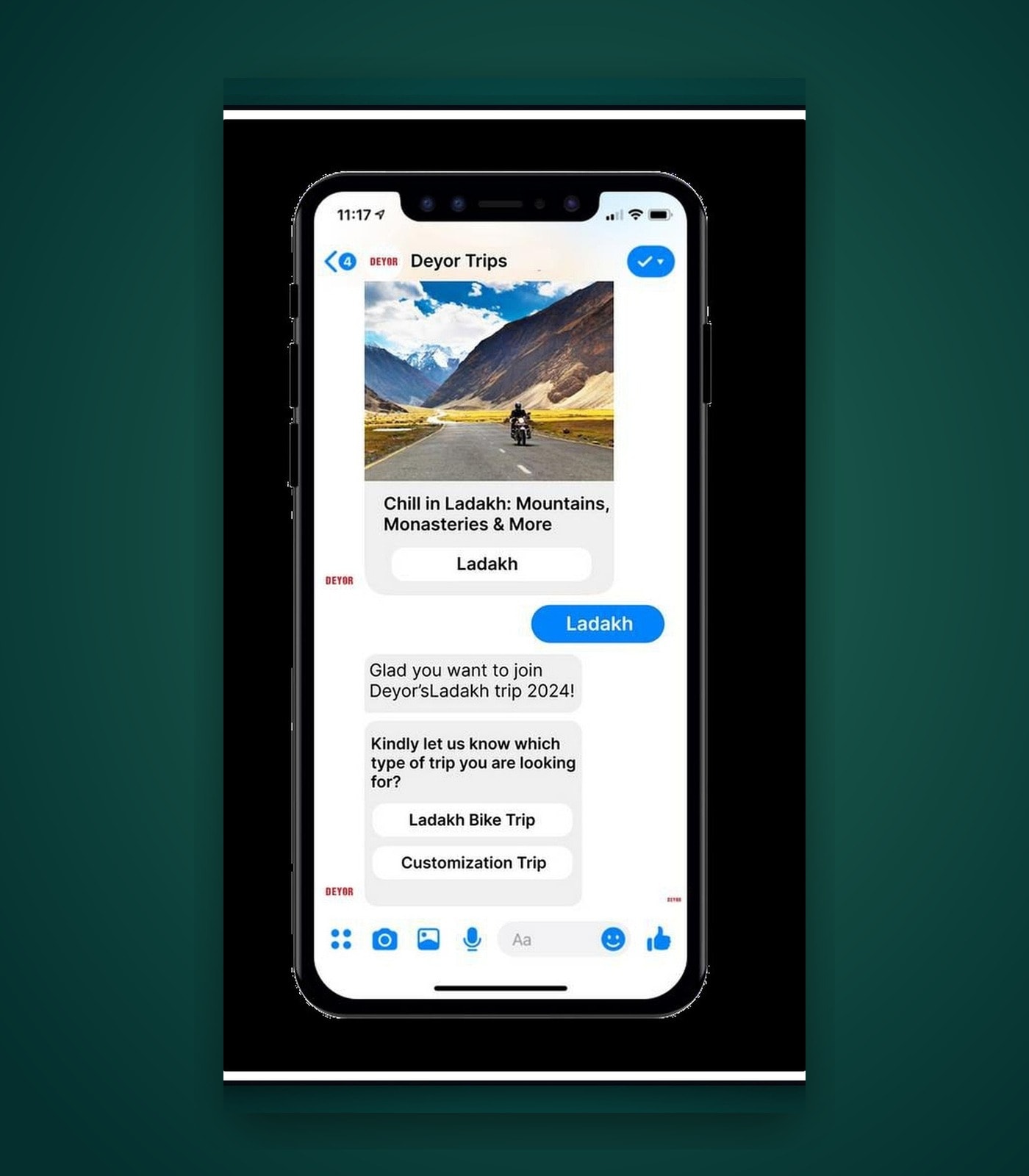 Facebook Messenger Bot product screen