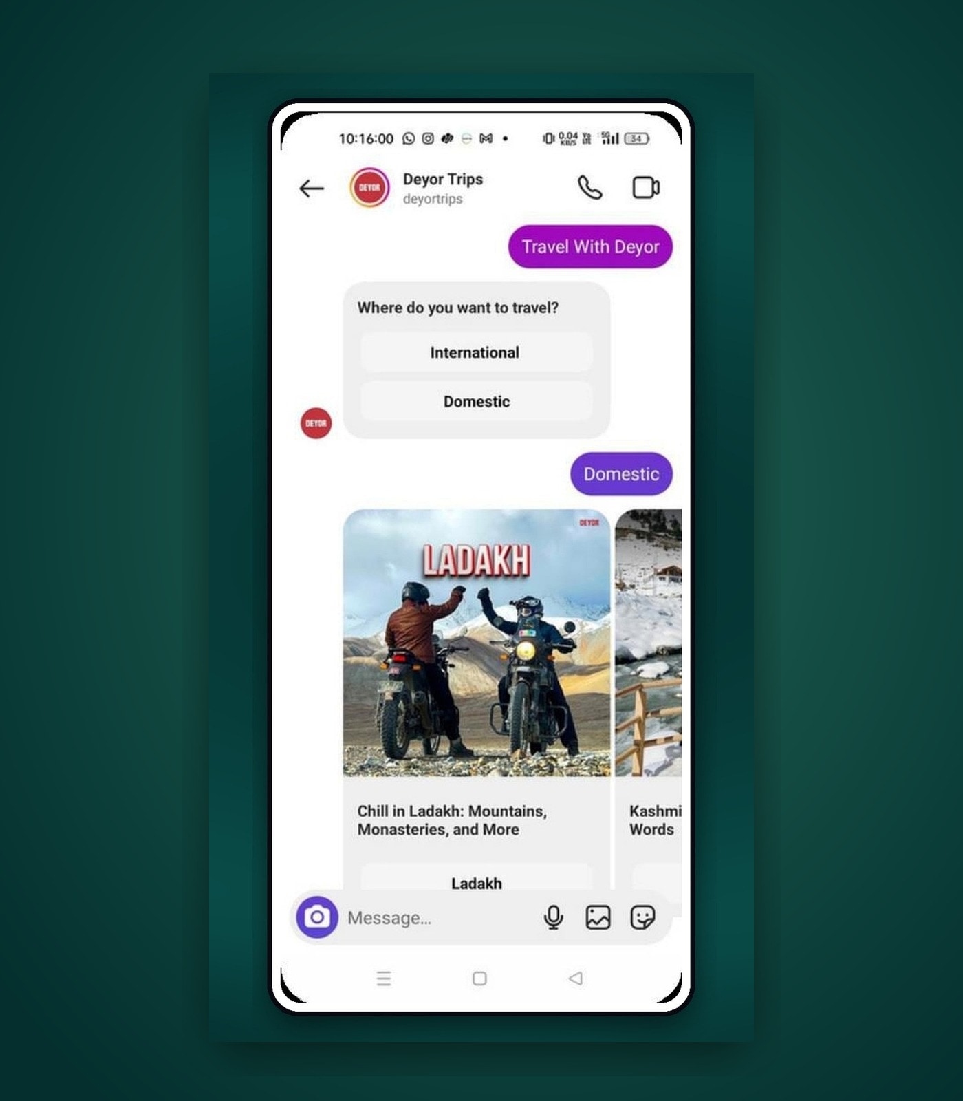 Instagram Chatbot product screen
